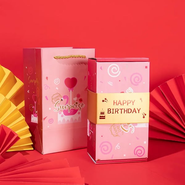 Luvikno | Pop-Up Overraskelsesgaveboks | Vårbelastede kuber | Skjult rom | Gjenbrukbar festgaveboks | For alle anledninger
