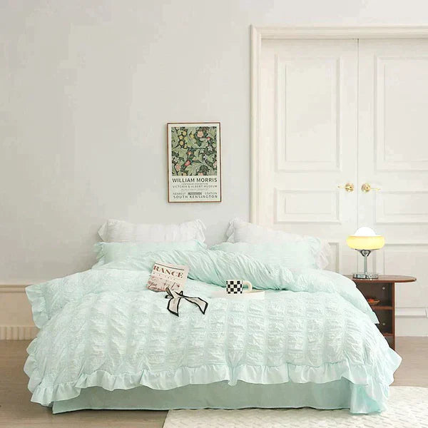 Icy Seersucker Sommer Kjøl Quilt Blonde 4-delt Sett | Luvikno
