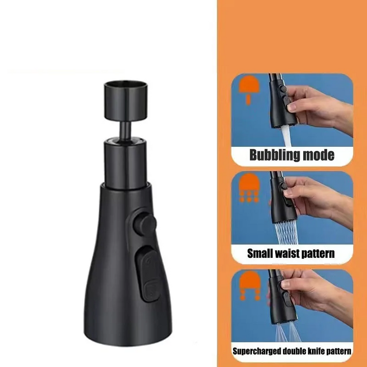 HydroFlex360 – Multifunksjonell 360°/720° Roterbar Kjøkkenkran Vedlegg med 3 Spraytyper Luvikno