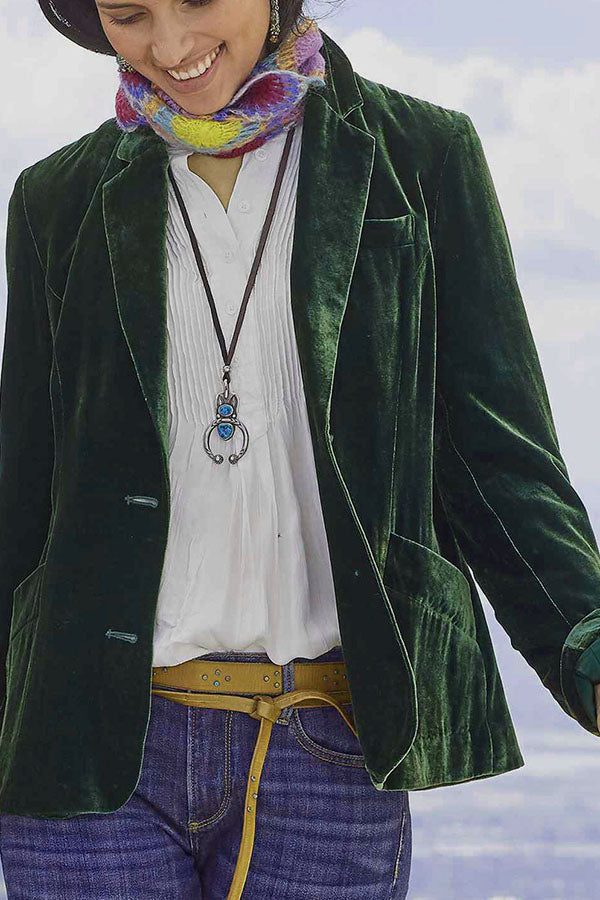 Luvik | Samt yksivärinen muotitietoinen rento takki