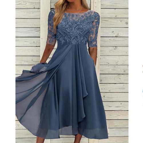 Luvik | Chiffon-tikkimuotti pitsi-hollow-out mekko naisille