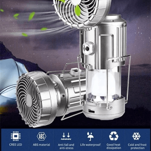 Portable Stretchable Solar Lithium Battery Electric Fan + Emergency Light | Luvikno