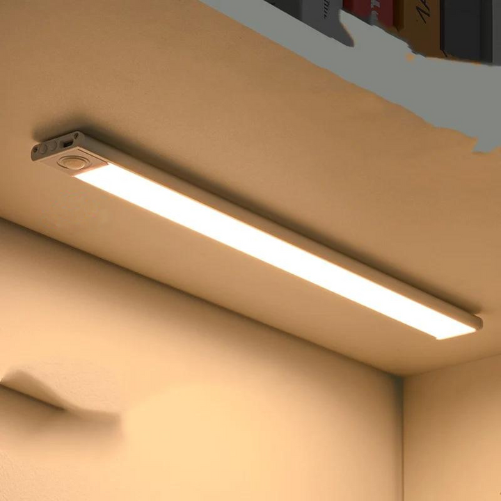Luvikno | Ultra-Tynn LED GlowLight – USB Oppladbar Bevegelsessensor Skaplys med Magnetisk Bakside for Kjøkken, Garderobe eller Klær