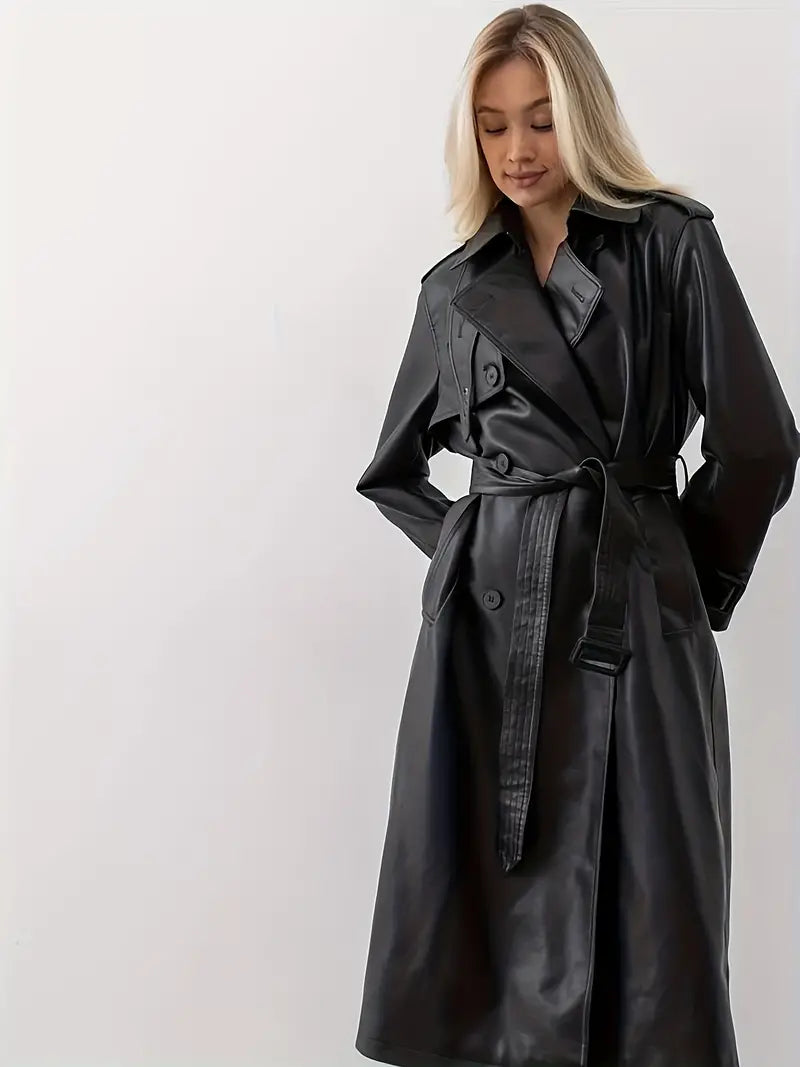 Luvik | trenchcoat nahkatakki vyöllä