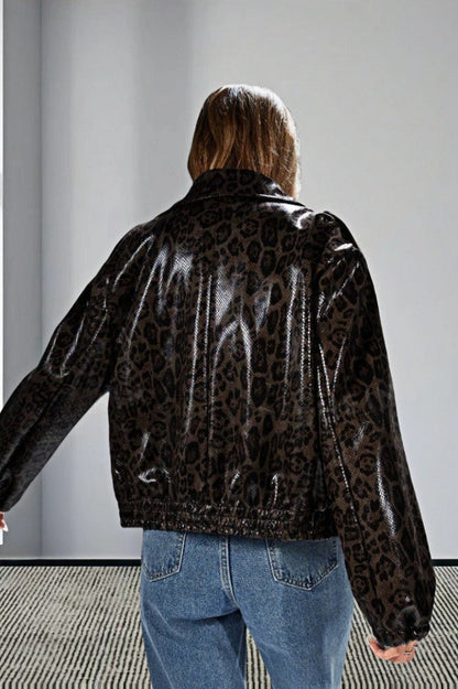 Luvik | Leopard Trim PU-takki