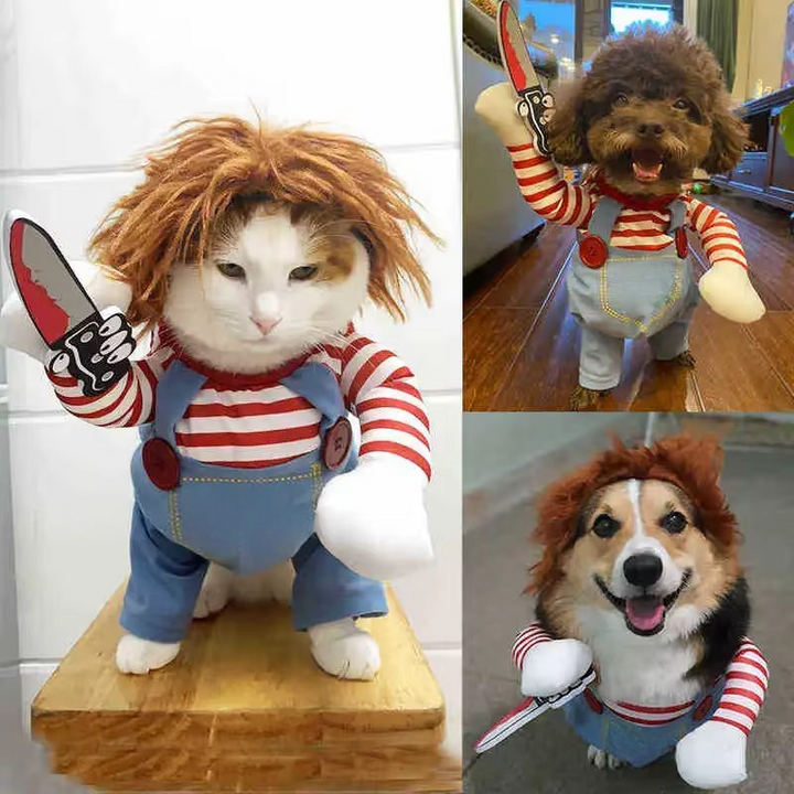 Chucky-inspired pet costume for dogs and cats Luvikno