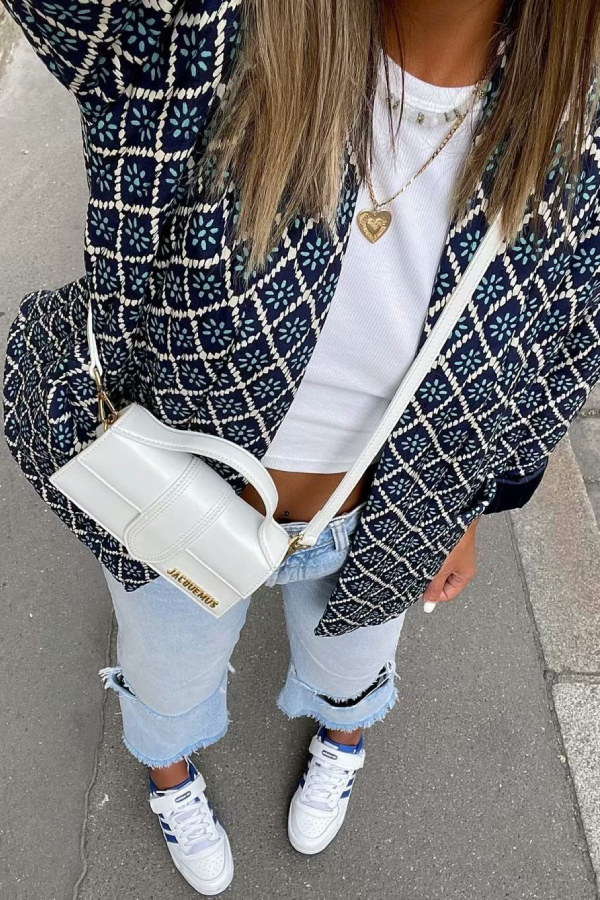 Luvik | Print Vapaa kevyt puuvillatakki