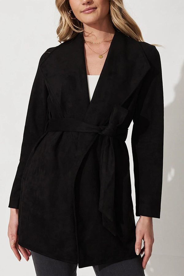 Luvik | Väri Puku Neuletakki suuri kaulus Nahka pitkähihaiset takki