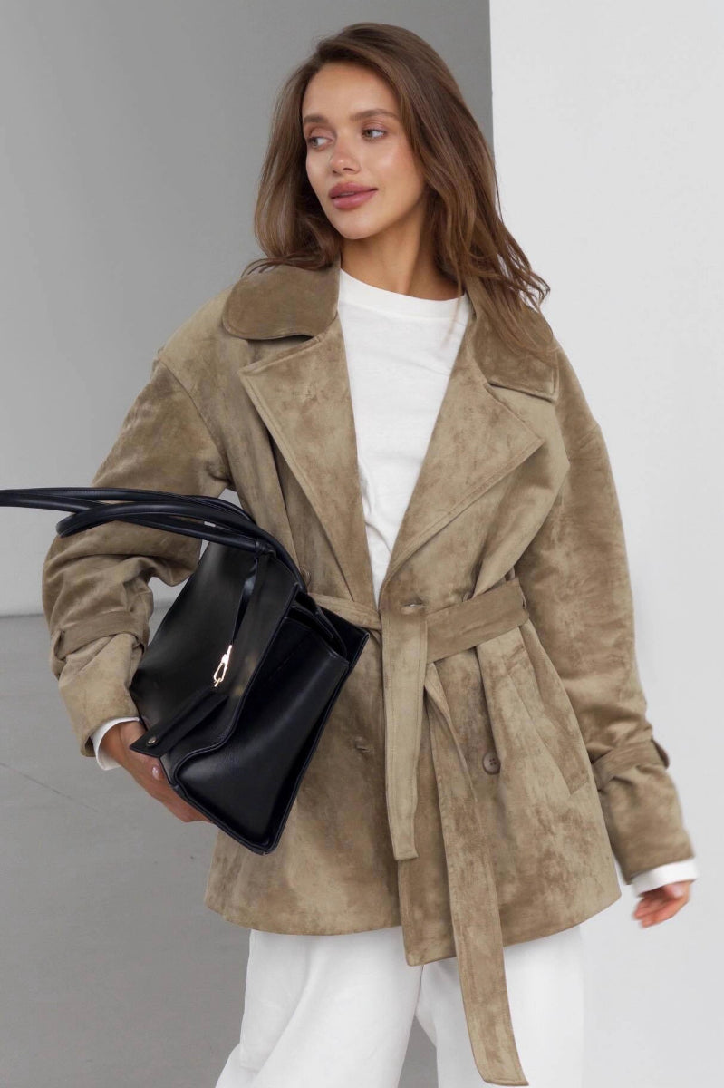 Luvik | Nubukkikaulus Vyötärötakki