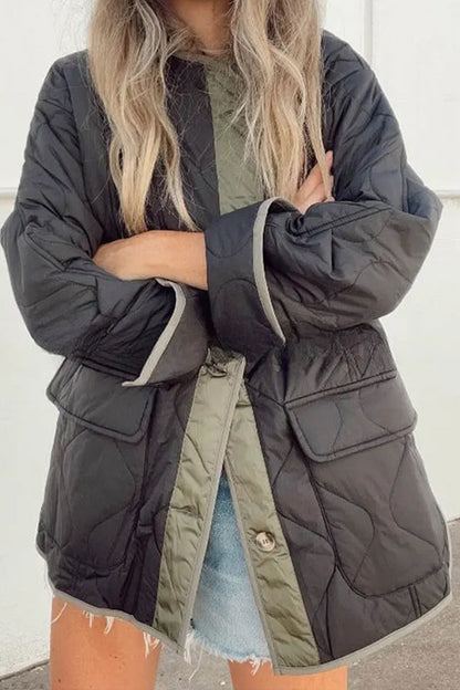 Luvik | Rentoa puuvillatakki väriestettä tasku rento takki