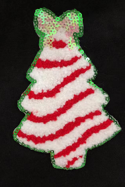 Luvik | Rento joulukuusi paljetti O-kaulaimu sweat