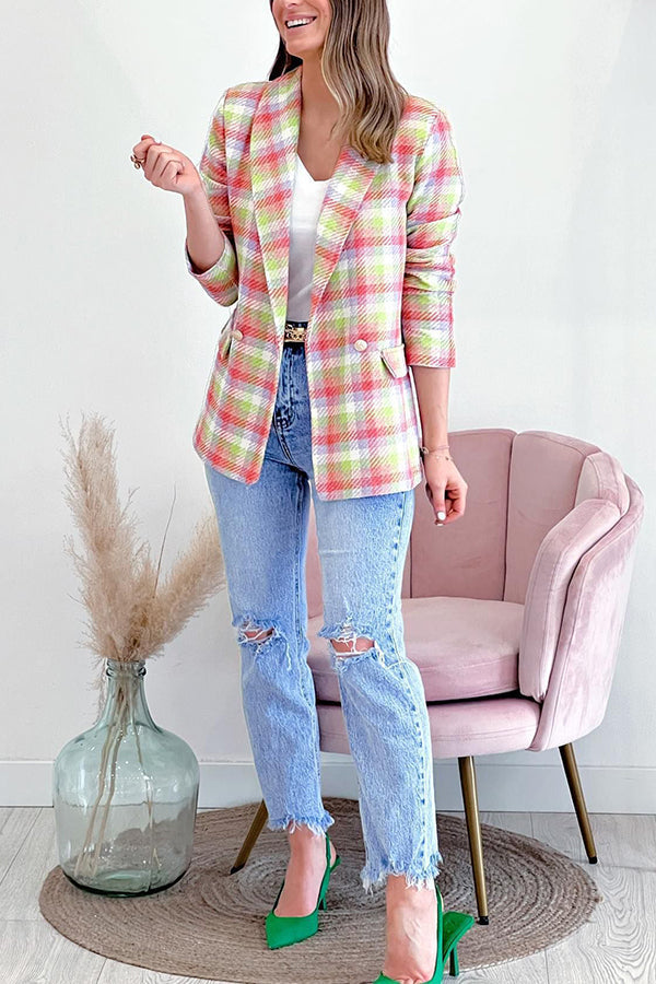 Luvik | Painetut olkalaukut kaksinkertainen nappi rento takki