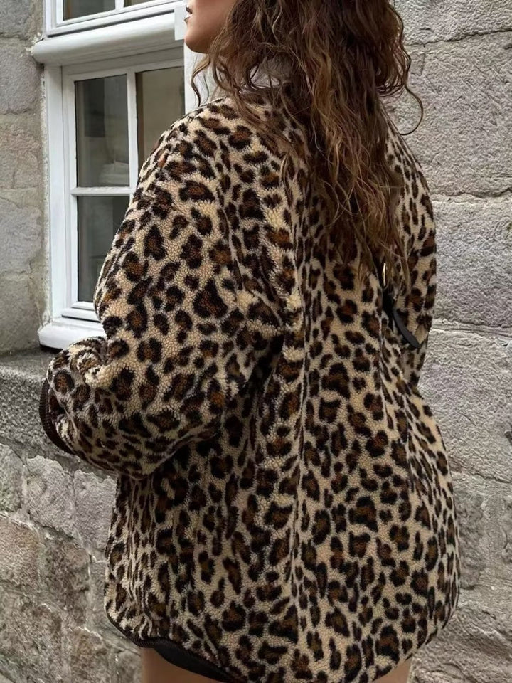Luvik | Leopardmønster Løs Jakke