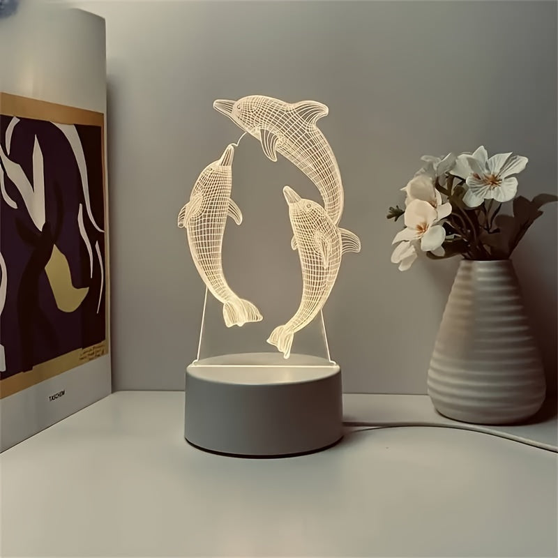 GeoDolphin - Trendy 3D Illusion Bordlampe Luvikno