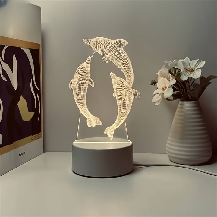 GeoDolphin - Trendy 3D Illusion Bordlampe Luvikno