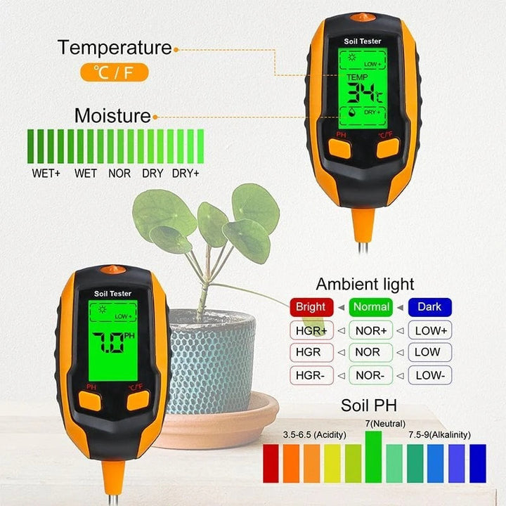 SmartGrow™ 4-i-1 Jordmåler for Planter | Luvikno