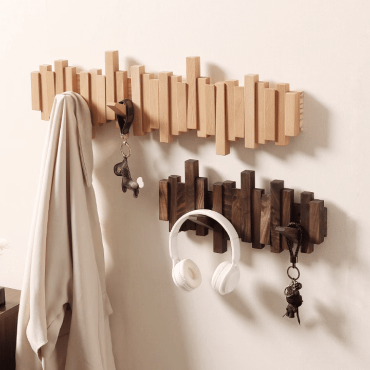 Treverk veggkrok med sammenleggbare kroker og minimalistisk design | Luvikno