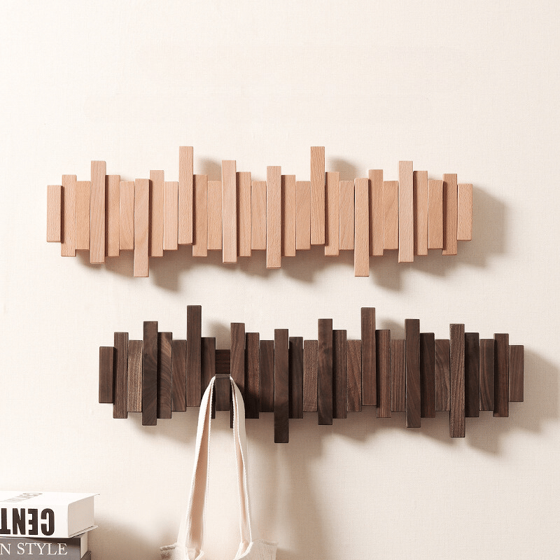 Treverk veggkrok med sammenleggbare kroker og minimalistisk design | Luvikno