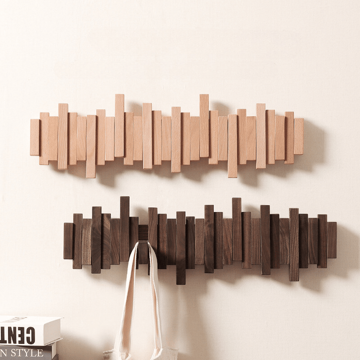 Treverk veggkrok med sammenleggbare kroker og minimalistisk design | Luvikno
