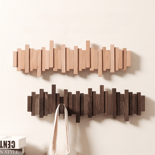 Treverk veggkrok med sammenleggbare kroker og minimalistisk design | Luvikno