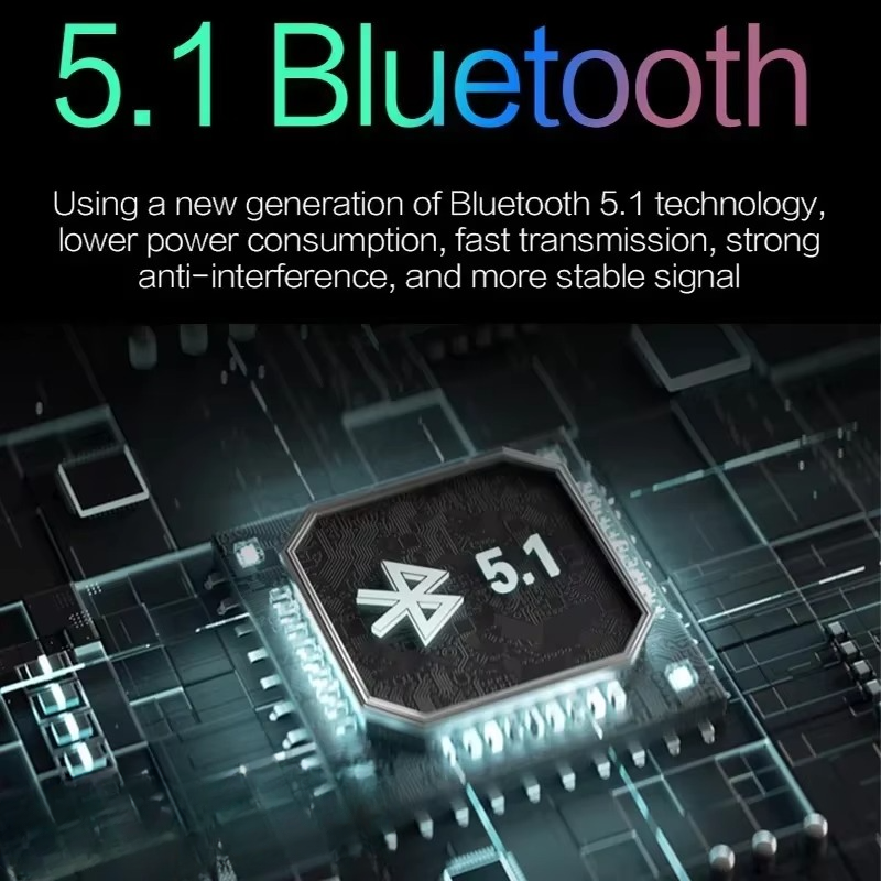 Sammenleggbar Bluetooth 5.1 Trådløs Stereo Hodetelefon med Mikrofon for Mobil og Nettbrett Luvikno
