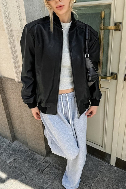 Luvik | Musta Nahkabiker-takki