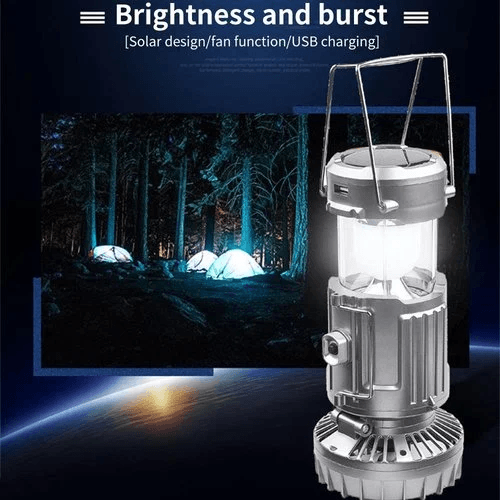 Portable Stretchable Solar Lithium Battery Electric Fan + Emergency Light | Luvikno