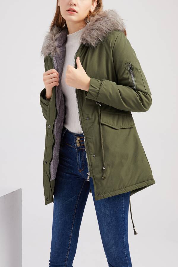 Luvik | Talviturva Fleece-takki puuvillavuorella