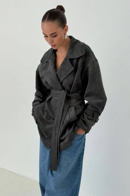 Luvik | Nubukkikaulus Vyötärötakki