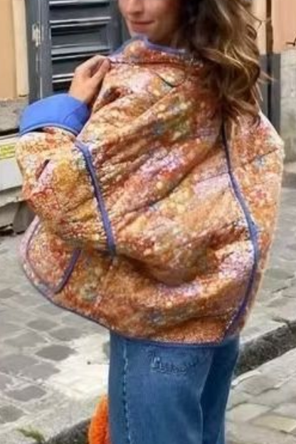 Luvik | Väriestellä Suuri Kassi Pystykauluksen Vuorattu Takki Puuvillasta