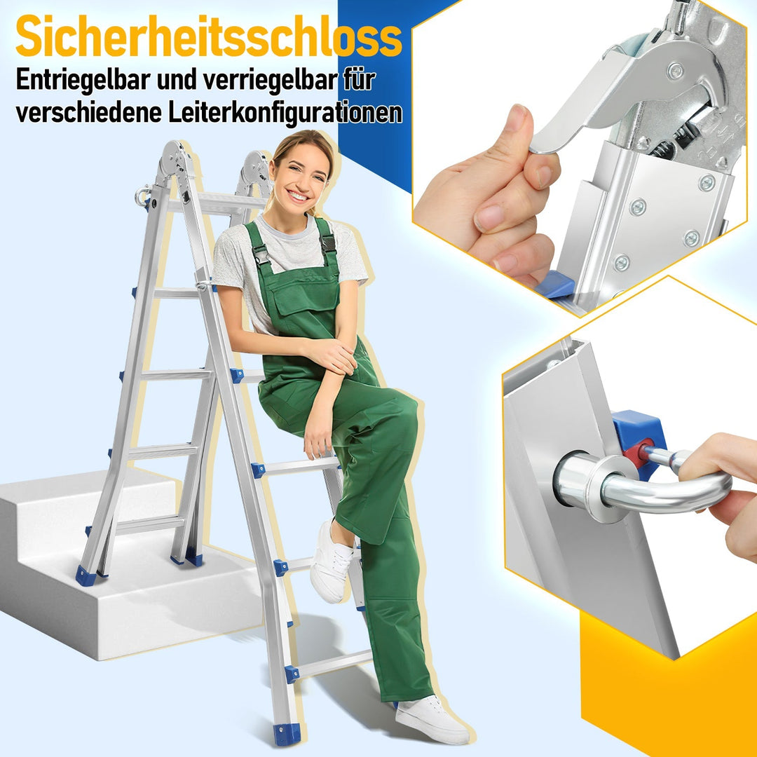 Teleskopstige Multifunksjonsstige 3 i 1 Aluminiumsstige | Luvikno