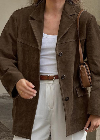 Luvik | Sametti keinoturkki takki retro-kääntökauluksella