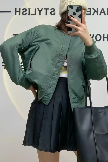 Luvik | Kauluksen paksuuntunut yhden puolen lentotakki baseballtakki