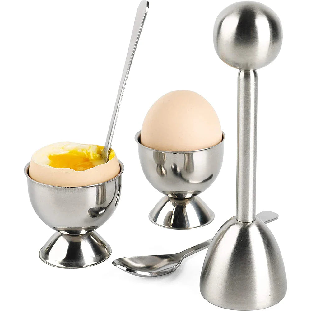 Egg Cracker Topper Sett Rustfritt Stål Myk Hard Kokt Egg Åpner Sett | Luvikno