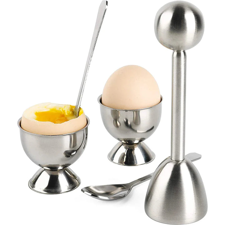 Egg Cracker Topper Sett Rustfritt Stål Myk Hard Kokt Egg Åpner Sett | Luvikno