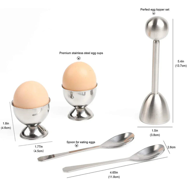 Egg Cracker Topper Sett Rustfritt Stål Myk Hard Kokt Egg Åpner Sett | Luvikno