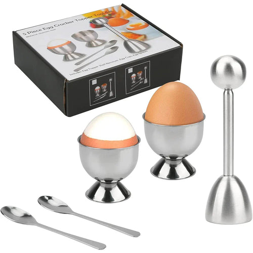 Egg Cracker Topper Sett Rustfritt Stål Myk Hard Kokt Egg Åpner Sett | Luvikno