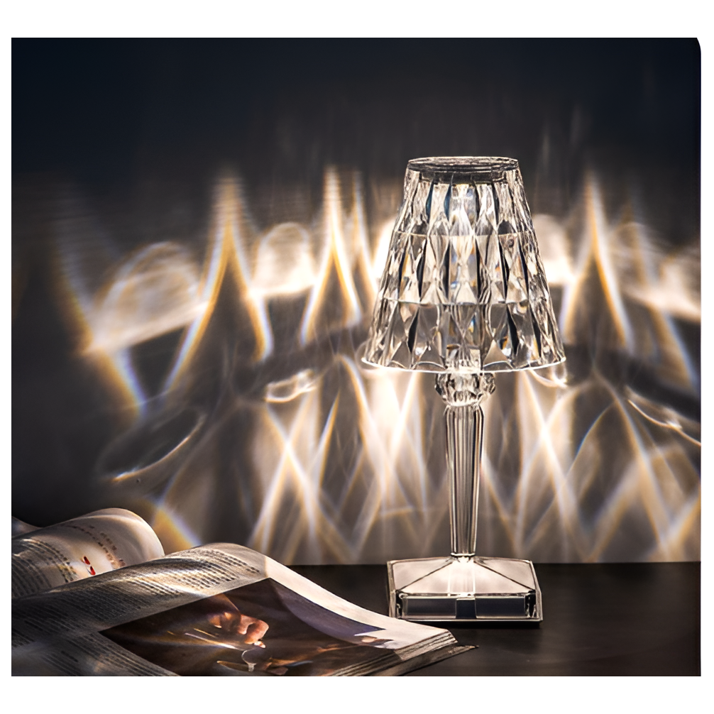Diamond Glow - Trådløs USB Krystall Skinne Nattbord Lampe | Luvikno