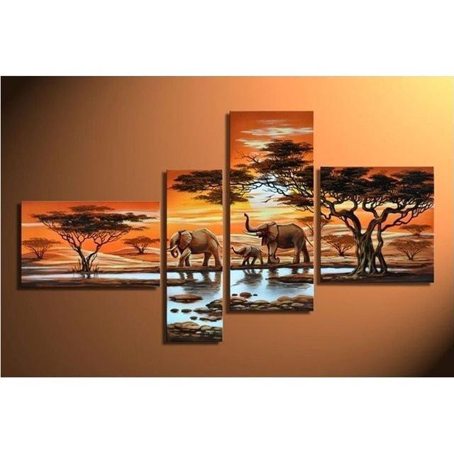4 Piece Elefanter på Safari - GemPaint Kit | Luvikno