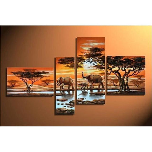 4 Piece Elefanter på Safari - GemPaint Kit | Luvikno