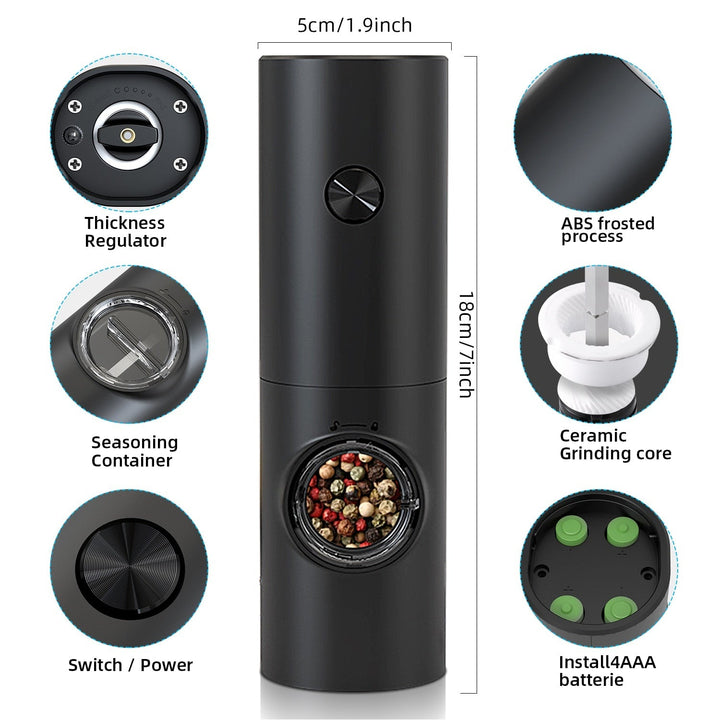 Elektrisk automatisk kvern for pepper og salt med LED-lys | Luvikno