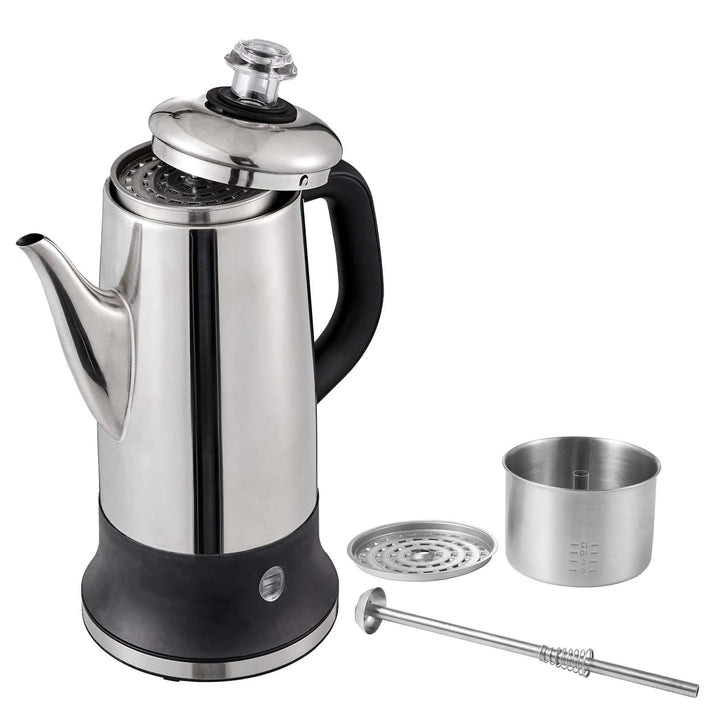 Elektrisk Kaffekanne Rustfritt Stål Kaffe Perkolator med Hold Varm | Luvikno