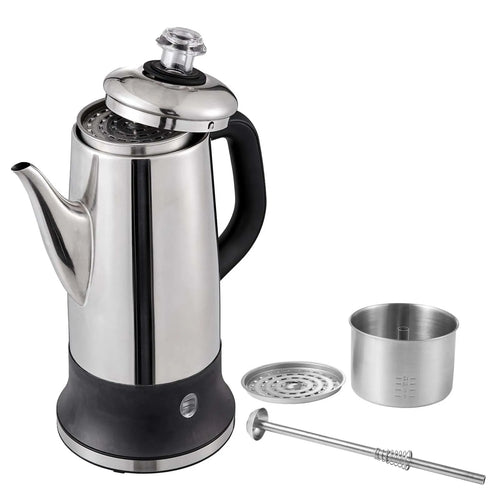 Elektrisk Kaffekanne Rustfritt Stål Kaffe Perkolator med Hold Varm | Luvikno