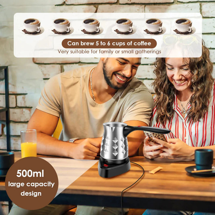 Elektrisk kaffekanne i rustfritt stål espressokoker med sammenleggbart håndtak | Luvikno