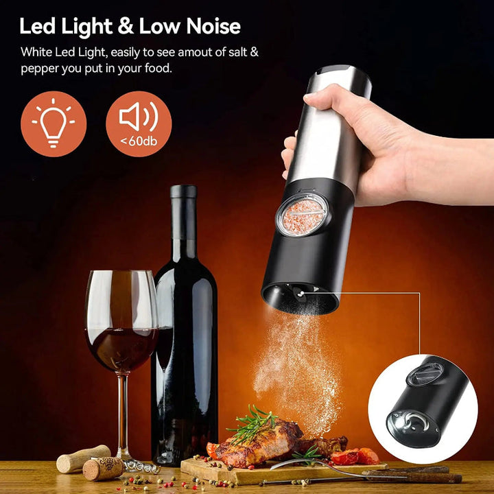 Elektrisk salt pepperkvern sett USB oppladbar automatisk krydderkvern | Luvikno