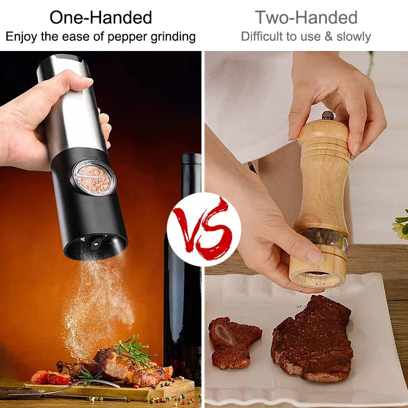 Elektrisk salt pepperkvern sett USB oppladbar automatisk krydderkvern | Luvikno