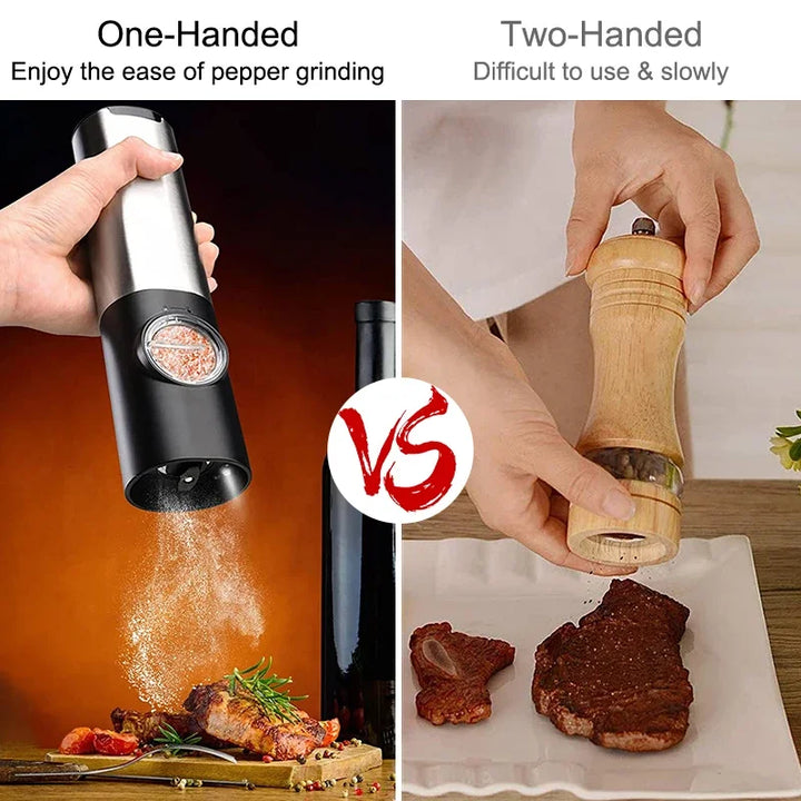 Elektrisk salt pepperkvern sett USB oppladbar automatisk krydderkvern | Luvikno
