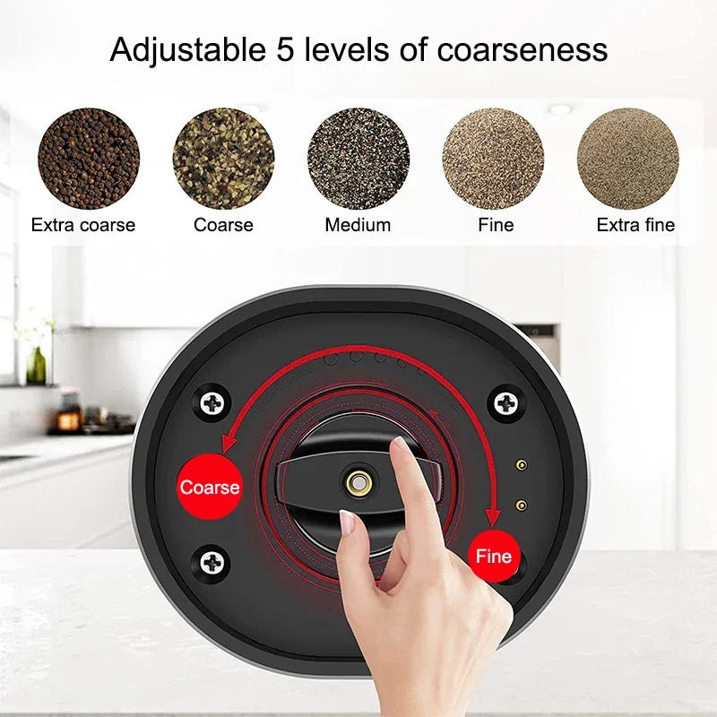 Elektrisk salt pepperkvernsett USB-oppladbar automatisk krydderkvern | Luvikno