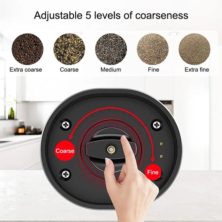 Elektrisk salt pepperkvernsett USB-oppladbar automatisk krydderkvern | Luvikno