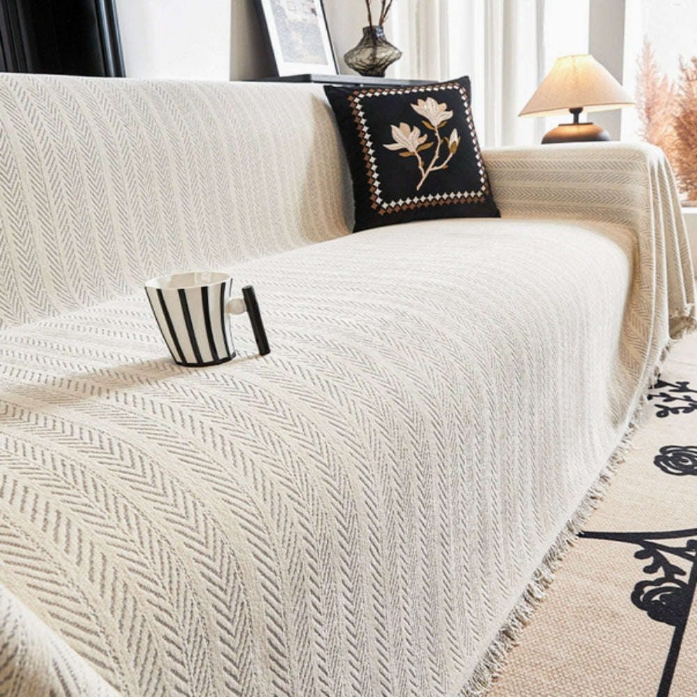 Moderne Herringbone Chenille Sofa Deksel Luvikno